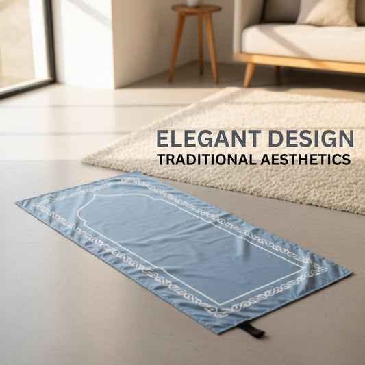 ASYLANA Portable Pocket Prayer Mat – Lightweight Waterproof Islamic Sajjadah Light Gray