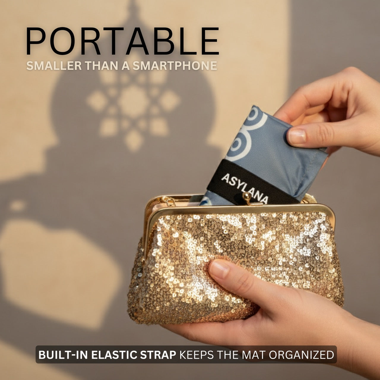 ASYLANA Portable Pocket Prayer Mat – Waterproof Islamic Central Asian Design