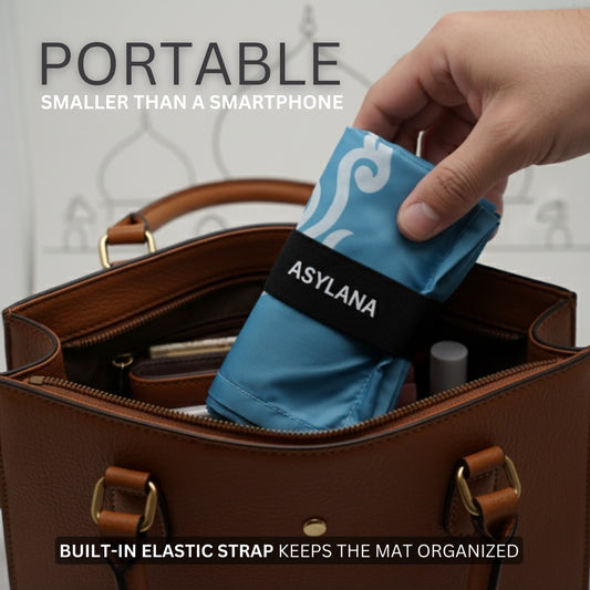 ASYLANA Small Foldable Pocket Prayer Mat – Travel Size Lightweight Waterproof