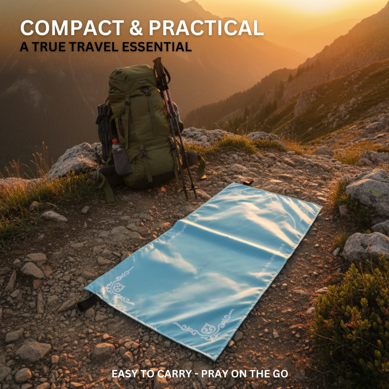 ASYLANA Compact Foldable Pocket Prayer Mat – Thin Lightweight Waterproof Janamaz - Ideal for Travel