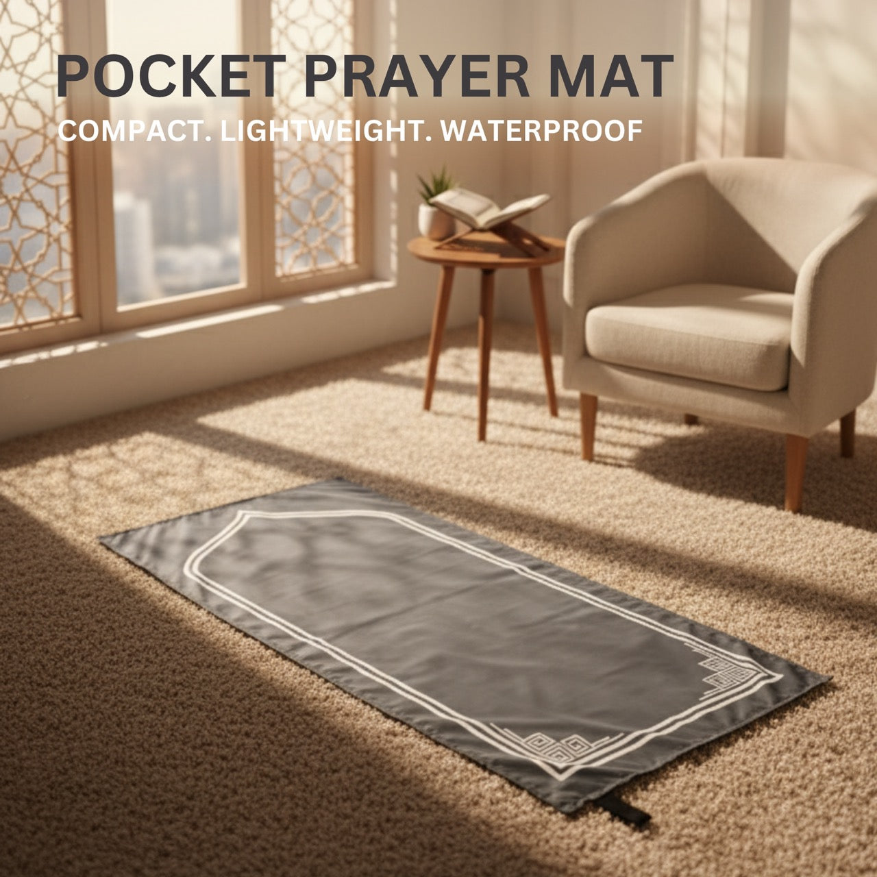 ASYLANA Travel Muslim Pocket Prayer Mat – Easy to Carry - Elastic Band