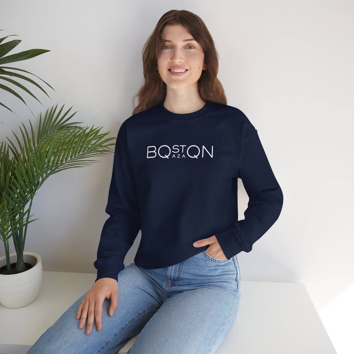 Boston Qazaq Minimalist Crewneck Sweatshirt Kazakh Style - Perfect Kazakhstan Gift