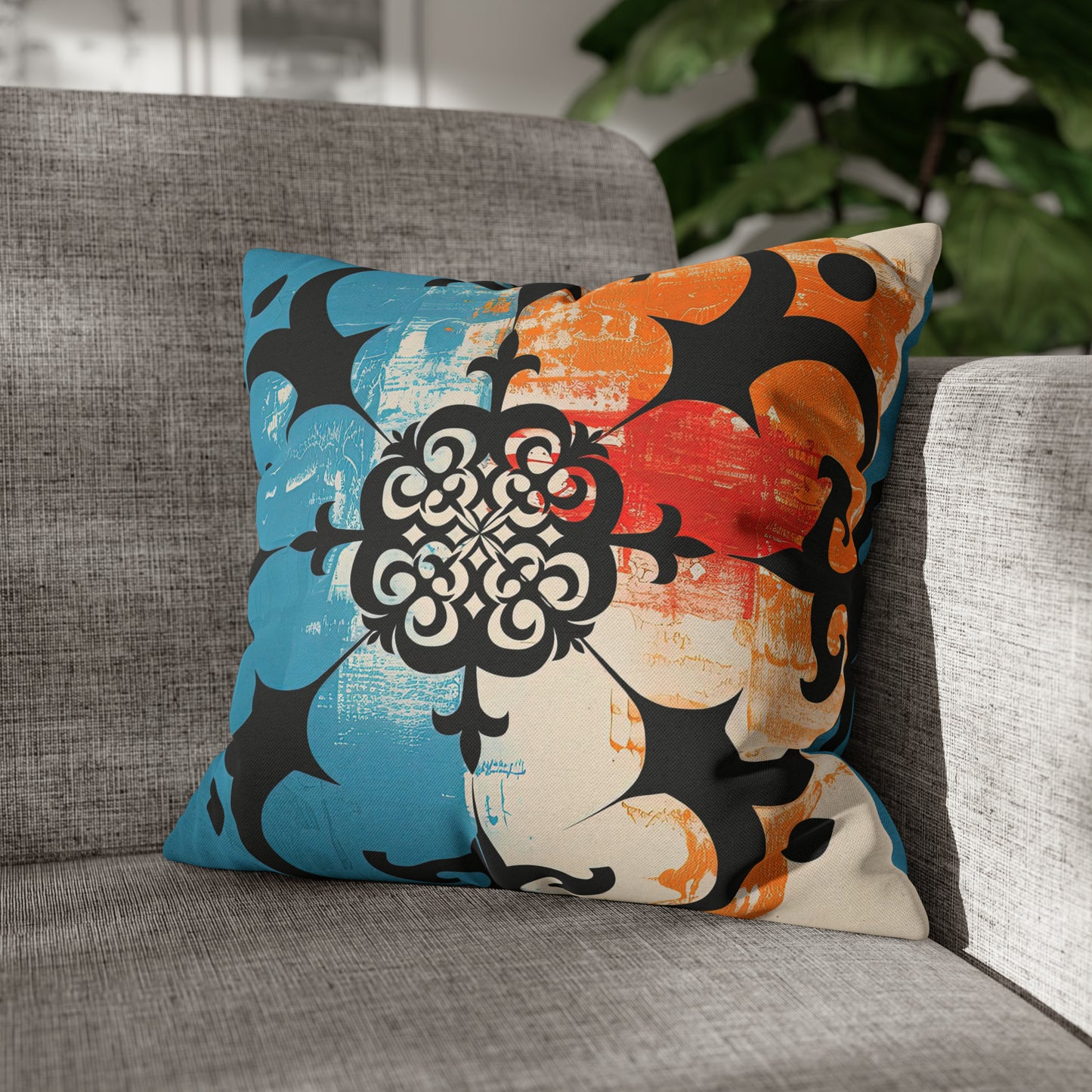 ASYLANA Square Pillow Case Cover with Kazakh Qazaq Art Patterns 105