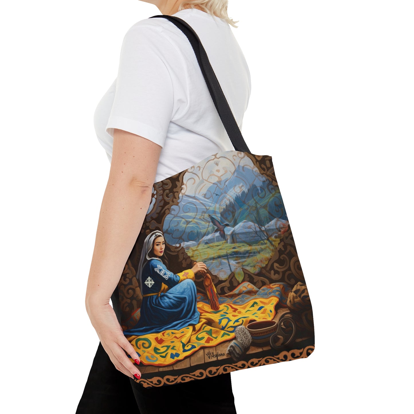 ASYLANA Tote Bag based on Qazaq Art with ethnic patterns 117