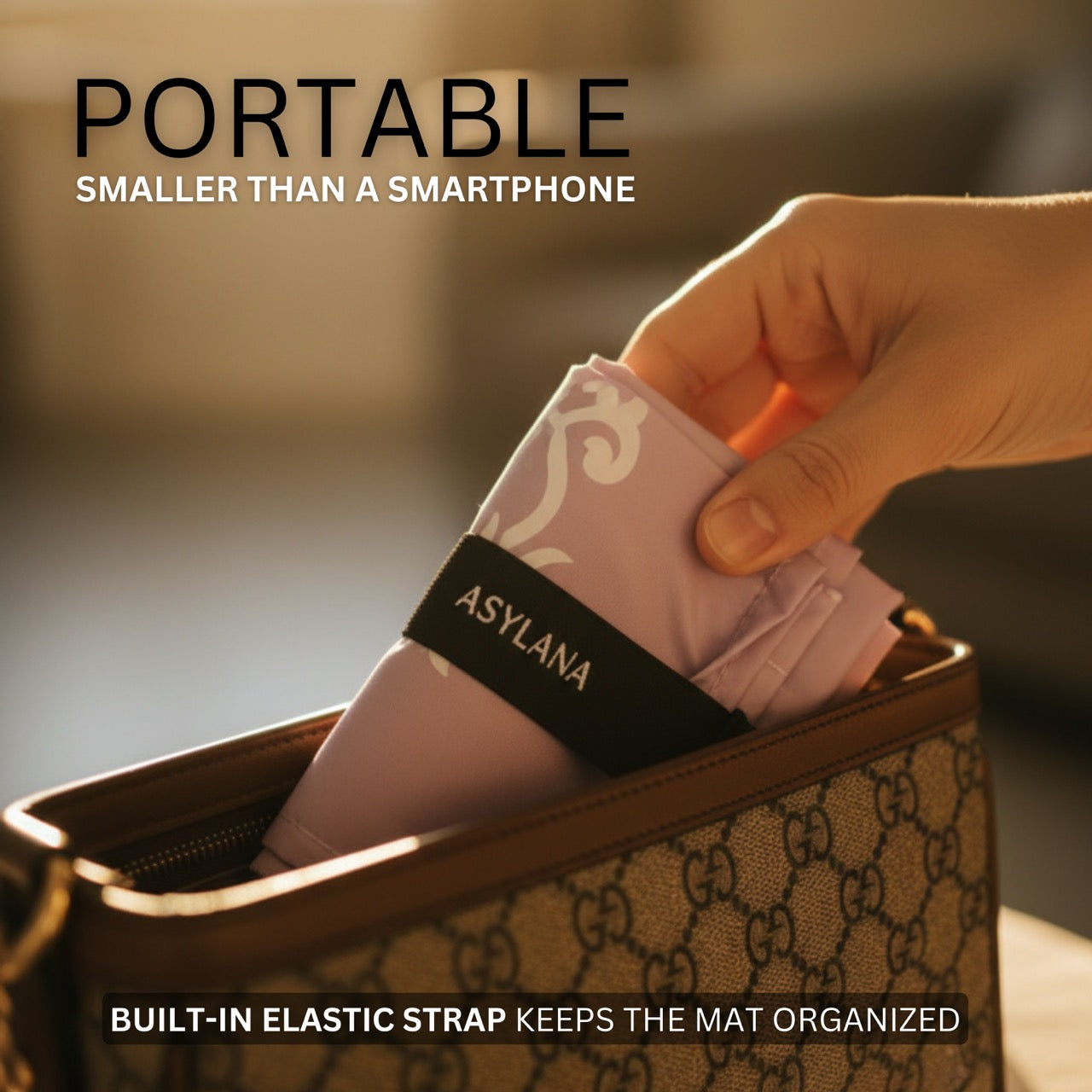 ASYLANA Islamic Pocket Travel Prayer Mat –  Waterproof & Lightweight Sajjadah Lilac