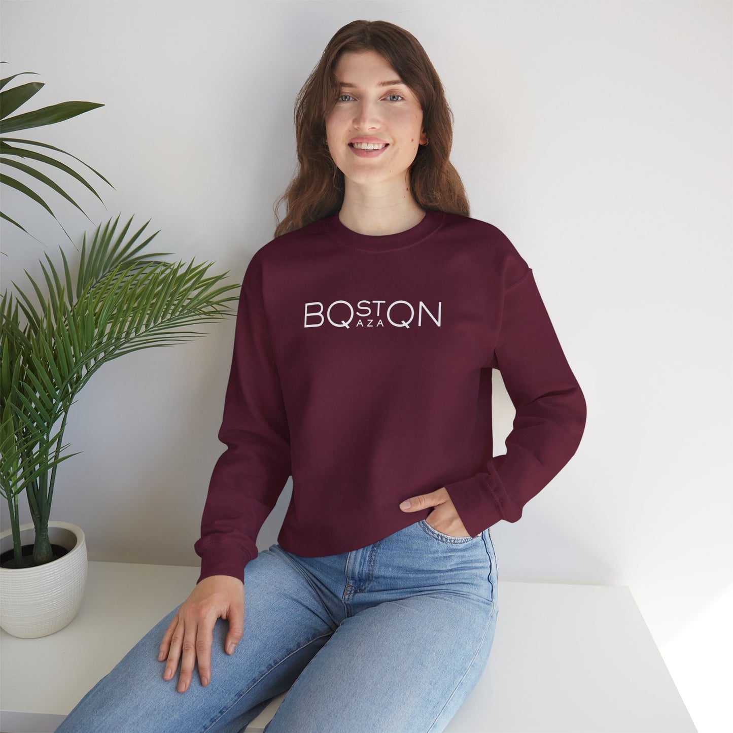 Boston Qazaq Minimalist Crewneck Sweatshirt Kazakh Style - Perfect Kazakhstan Gift