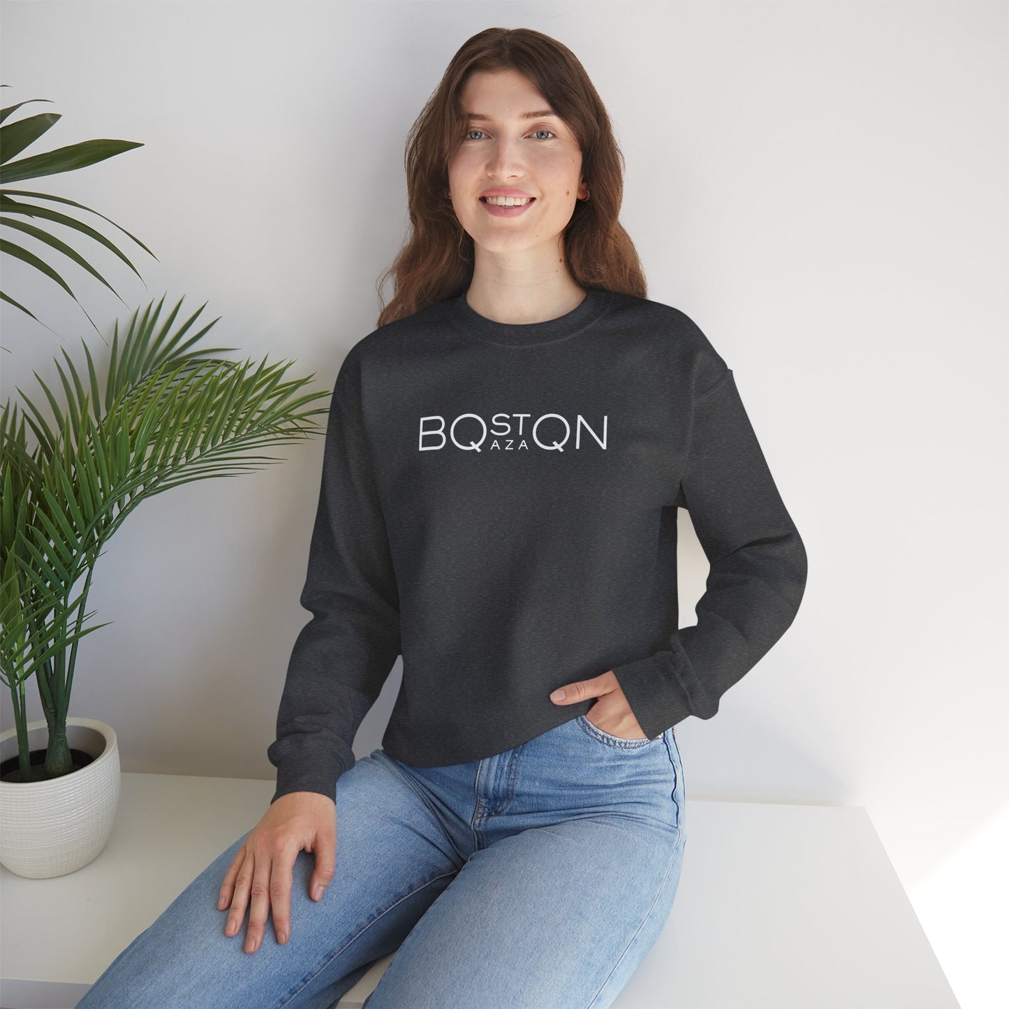 Boston Qazaq Minimalist Crewneck Sweatshirt Kazakh Style - Perfect Kazakhstan Gift