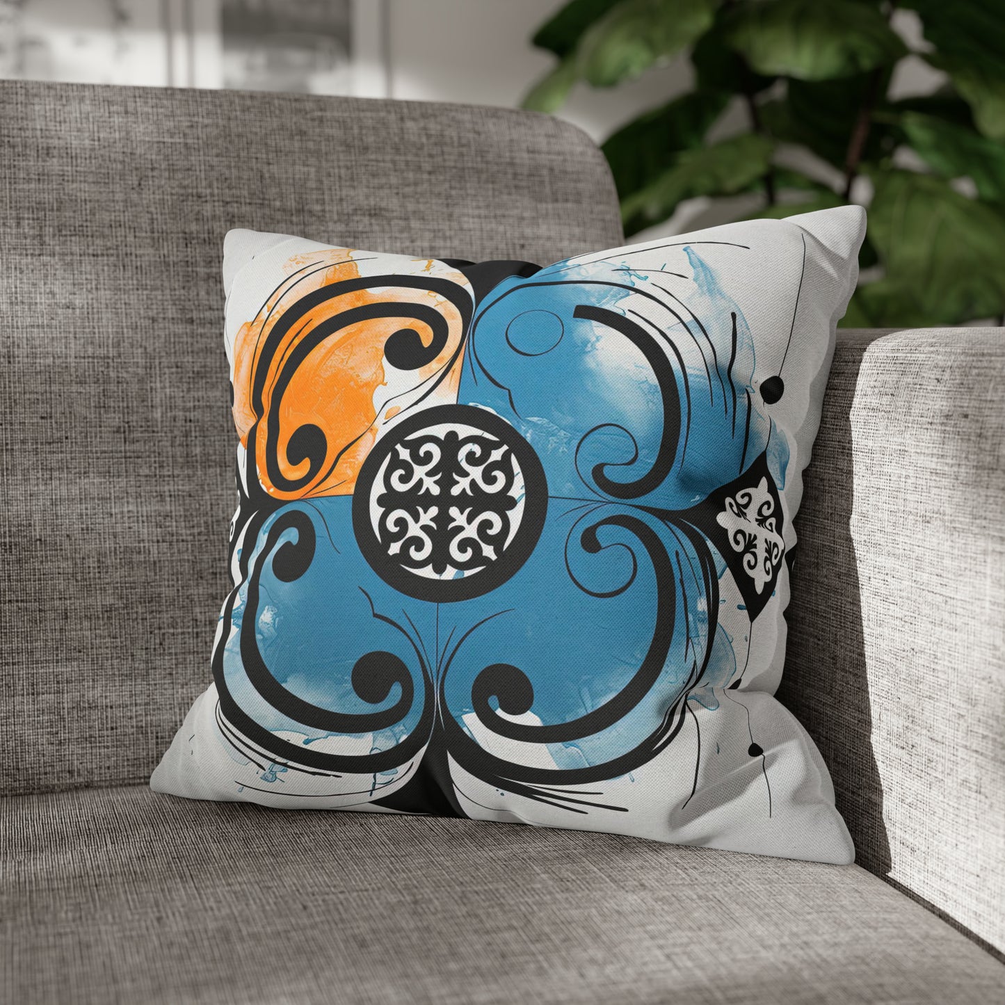 ASYLANA Square Pillow Case Cover with Kazakh Qazaq Art & Patterns 100