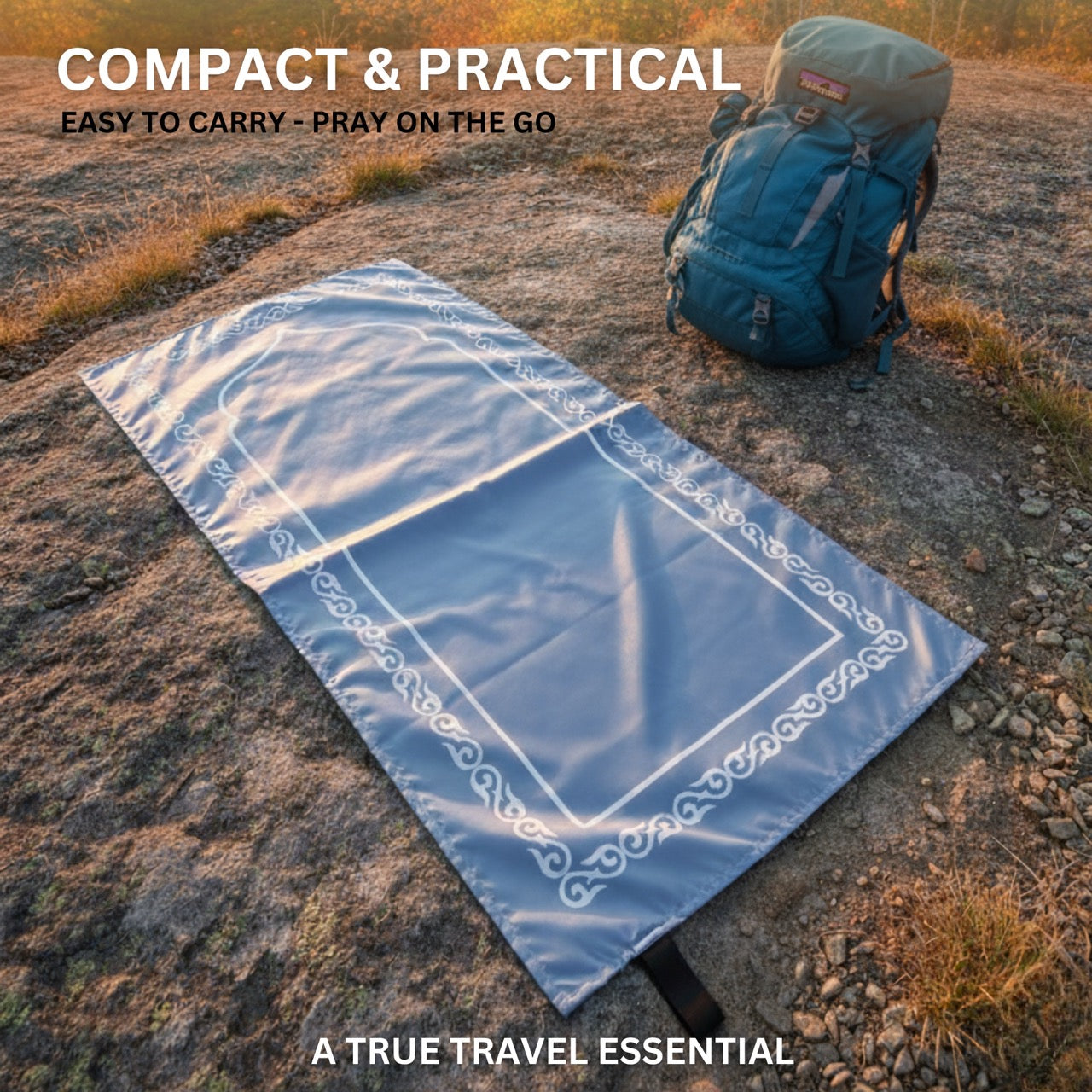 ASYLANA Portable Pocket Prayer Mat – Waterproof Islamic Central Asian Design