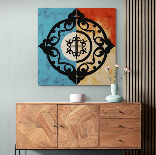 ASYLANA Kazakh Canvas Print Wrap Gallery Wall Art with traditional design for Modern Home Decor 118